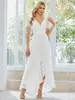 Vestido de Festa Amazon Transfronteiriço Elegante Feminino Decote V Renda Slim Fit Fenda Babado Novo Estilo