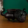 Quemador de Incienso Begonia de Latón, Quemador de Incienso de Tres Patas con Doble Asa, Quemador de Incienso para el Hogar, Artículo Decorativo para el Hogar