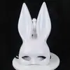 Máscara de Conejo Blanco y Negro de Plástico Ecológico para Halloween, Fiesta de Graduación, Misterio, KTV, Discoteca, Accesorios Decorativos para Hombres y Mujeres