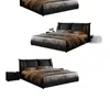 Cama de Cuero Genuino de Lujo Ligero Modelo Nuevo 2026, Cama de Bodas Moderna Minimalista, Cama Doble de Velero Tapizada Suave de Gama Alta para Dormitorio Principal