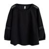 Top de Encaje Calado de Moda de 100 kg con Cuello Redondo para Mujeres de Talla Grande en Otoño 7870
