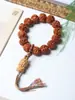 Terço Budista de sementes de Bodhi de fio único, pulseira de sementes de Bodhi, terço para homens e mulheres, pulseira com borla de Tara estilo Xizang, um presente