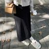 Falda de un solo paso con textura de chenilla para mujer, otoño e invierno, nueva falda recta de cintura alta con abertura, falda de punto de longitud media
