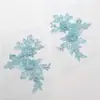 Bordado em tela floral tridimensional com flores simétricas para decoração de vestidos e vestidos de noiva, material de aplique bordado que requer costura