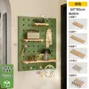 Estante de Almacenamiento con Tablero Perforado Forma de Madera Maciza Pared de Entrada Accesorios de Madera Tablero Decorativo para Colgar Espejo de Vestir Estante de Exhibición de Almacenamiento