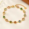 Pulseira de zircônia em aço inoxidável transfronteiriça, pulseira de cor dourada que não desbota, joia de design de moda de nicho em estoque