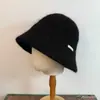 Chapéu Bucket de Lã Mesclada Estilo Japonês para Mulheres, Outono e Inverno, Quente e Versátil, Emagrecimento Facial