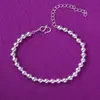 Pulsera de Abalorios de Buda Brillantes Estilo Coreano Plateada, Moda Sencilla Diaria para Mujeres, Cadena de Abalorios Redondos, Venta al por Mayor desde el Fabricante