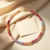Cadena para Clavícula Arcoíris Degradado de Verano Collar de Perlas de 6 mm Esquema de Colores Dopamina Diseño de Nicho Colores Contrastantes Versátil para el Día a Día