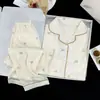 2026 Pijama Nuevo para Niñas Algodón Nube Primavera Manga Larga Estilo Popular Cuello Solapa Estudiante Lindo Dibujos Animados Conjunto de Ropa para Casa