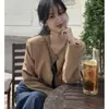 Enviado~ Jaqueta casual de camurça estilo coreano com gola redonda e abotoamento simples para mulheres, nova coleção outono 2026, estilo curto versátil