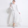 Ropa de Mujer Europea y Americana Nueva, Elegante y de Moda, Popular en Otoño Temprano, Vestido Bordado con Flores Tridimensionales para el Trabajo con un Toque de Lujo