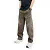 Pantalones casuales gruesos de otoño e invierno transfronterizos, pantalones holgados de pierna ancha y pierna curva, pantalones deportivos de pierna recta de peso pesado estilo americano con forro de felpa