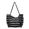 Bolso de hombro tipo tote casual versátil vintage desgastado a rayas degradadas estilo coreano de gran capacidad