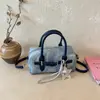 Bolsa Boston Feminina 2026 Novo Estilo Estilo Coreano Bolsa de Mão de Nicho Bolsa Jeans Estilosa Para Trabalho Deslocamento Bolsa de Ombro Único Transversal