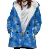 Estilo Europeo y Americano Transfronterizo Más Vendido 2023 Nuevo Abrigo Cortavientos para Mujer Invierno Engrosado con Capucha Estampado de Copo de Nieve 3D Venta al por Mayor