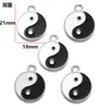 DIY liga gota de óleo preto e branco tai chi yin yang fofoca pequeno pingente pulseira colar chaveiro pingente decorativo W413