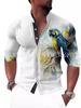 Moda masculina nueva 2024 transfronteriza Europa y Estados Unidos camisa de manga larga con estampado digital 3D camisa casual para hombre con cuello