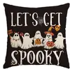 Nova Fronha de Almofada de Linho Fantasma Preto e Branco Festa de Halloween Sala de Estar Sofá Fronha Decorativa Capa de Almofada Transfronteiriça