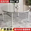 Mesa dobrável de aço inoxidável extra grossa, mesa de jantar, mesa portátil para churrasco, barraca externa, mercado noturno comercial, mesa redonda pequena simples