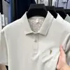 Camisa Polo de Manga Corta Fina de Seda para Hombre, Estilo Ralph Lauren, Camiseta Transpirable de Algodón y Lino con Cuello de Solapa