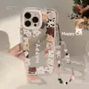 Estuche de Crema con Espejo de Mascota Linda de Círculo Completo Adecuado para Apple 17Pro, Estuche Protector Girly Suave y Adorable para iPhone16/12