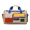 Bolsa de Fitness Impermeable con Separación Seco/Húmedo para Mujer, Bolso Deportivo de Moda con Bloques de Color, Bolsa de Almacenamiento, Bolsa de Viaje Ultraligera, Se Puede Estampar con Logo