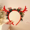 Chifres de Rena de Natal Transfronteiriços Decoração de Árvore Pequena Presilha de Cabelo de Natal Pelúcia Fofa Adereço de Cabeça para Festa de Feriado Acessórios de Cabelo para Meninas