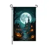 Bandeira de jardim de Halloween temu Amazon transfronteiriça poliéster linho decoração de quintal bandeira em forma de leque com listras