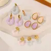 Joyería Moda Transfronteriza Europea y Americana Pendientes de Acero Inoxidable para Mujer Estilo Vacaciones de Verano Pendientes de Acero de Titanio Dopamina