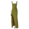 Vestido longo moda feminina transfronteiriça sexy sem alças costas nuas vestido de noite estiloso 2026 outono vestido de fenda alta estilo INS