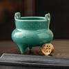 Quemador de Incienso Cerámico de Tres Patas en Verde Turquesa, Soporte de Incienso de Sándalo, Adorno Simple de Quemador de Incienso para Ceremonia del Té