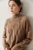 Suéter de Cachemira Nuevo Otoño Invierno 2026 para Mujer Cuello Medio Alto Tres Capas Engrosado Tejido de Punto Grueso a Rayas Suéter Holgado