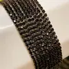 Corrente de garra com strass de garra densa de cor de broca de cor de fundo prateado corrente de garra de strass corrente de garra de broca de vidro de cristal material de decoração de acessórios DIY