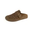 Sapatos Femininos Casuais Planos Slip-On Bico Redondo Estilo Floresta de Verão 2026 Couro Genuíno Retrô 2106-3