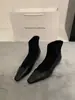 Botines de tacón alto estilo coreano con diseño francés, botines elásticos ajustados para principios de otoño, elegantes botines cortos de color café para mujer en otoño e invierno