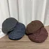Gorra de Visera Nueva Retro a Cuadros Estilo Japonés para Mujer, Versión Coreana, Moda Versátil Artística Casual Vanguardista Gorro Boina Pato