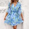 Kaikuo Amazon Site Independente Comércio Exterior Transfronteiriço Roupas Femininas 2026 Primavera e Verão Férias Casual Estampado Cadarço Vestido de Chiffon