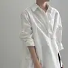 Moda Coreana de Alta Gama Dongdaemun para Mujer Colección Primavera 2026 Camisa con Abertura Lateral Irregular y Botón Diagonal Nuevo Estilo de Primavera para Mujer