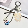 Pingente para pulseira de corrente multi-elementos DIY, chaveiro de carro de gatinho impresso em ambos os lados, acessório para bolsa, acessório de desenho animado