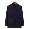 Traje Tang de algodón y lino de manga larga para hombre, primavera y otoño 2024, traje para papá, estilo chino de verano, ropa holgada hanfu