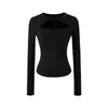 Bt960-Estilo Europeu e Americano Moda Hot Girl Camiseta Redonda de Manga Longa para Mulheres 2025 Nova Sexy Justa Camiseta Base Top