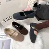 Zapatos Esponjosos Estilo Coreano Mary Jane Planos para Mujer 2026 Otoño/Invierno Nuevo Estilo Hada Correa Única Aumento de Altura Interior Planos con Más Terciopelo