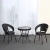 Mesa de Chá Pequena Simples para Varanda para Uso Doméstico, Adequada para Apartamentos Pequenos, Mesa de Chá para Sala de Estar, Conjunto de Mesa de Chá Pequena e Cadeiras de Rattan, Mesa Redonda de Vidro