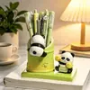 Sujetalápices Creativo de Sección de Bambú de Panda Artesanía de Resina Adorno de Almacenamiento de Escritorio de Oficina Regalo de Alto Valor para Estudiante