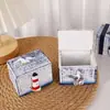 Caixa Pequena de Madeira Decorativa com Tema Oceânico, Caixas de Madeira de Praia Estilo Mediterrâneo, Adereços e Decorações Criativas para Mesa