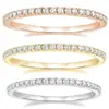 Anillo de moda para mujer, plata 925, anillo completo con diamantes, anillo de una sola fila, joyería coreana apilable, joyería de plata.