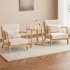 Sofá de Tela Minimalista Nórdico para Ocio, Desmontable y Lavable, de un Solo Asiento, Adecuado para Apartamentos Pequeños, Sala de Estar, Balcón, con Juego de Mesa y Sillas de Madera Maciza