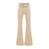 Top T-shirt feminino puramente desejável, estilo hot girl, decote V, falso duas peças, novo estilo de verão com amarração e laço, calça flare de cintura alta afunilada