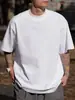 Camiseta Masculina e Feminina Algodão Pesado 380g Gola Pequena Manga Curta Vintage Solta Branca Camada Base Verão